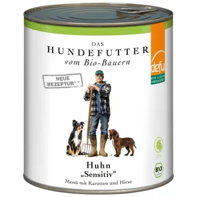 DEFU BIO - Cão adulto, Refeição húmida Frango "sensitive", em lata, 820g