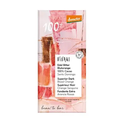 VIVANI - Chocolate BIO - Escuro Superior 100% Cacau Santo Domingo e Laranja Sanguínea, Demeter, 90g